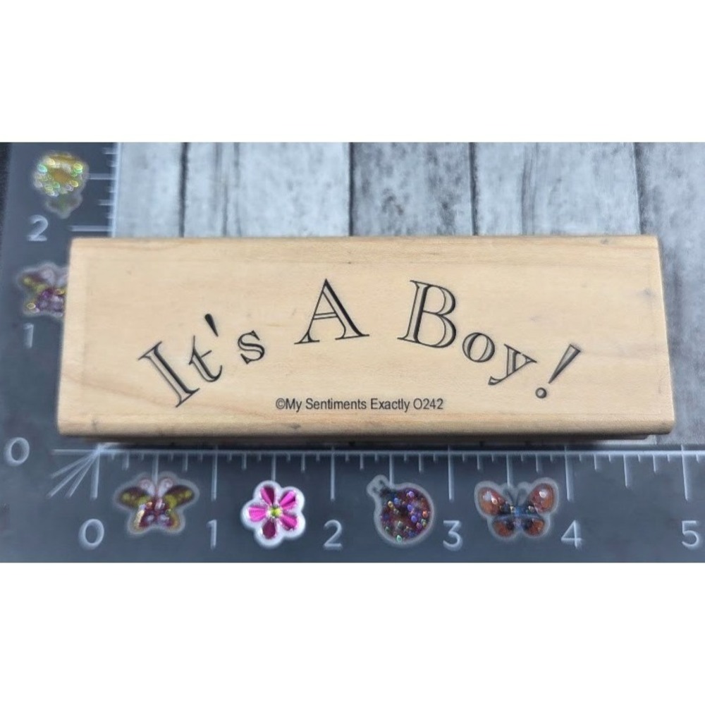 My Sentiments Exactly! It's A Boy Baby Announcement Rubber Stamp Wood #S8